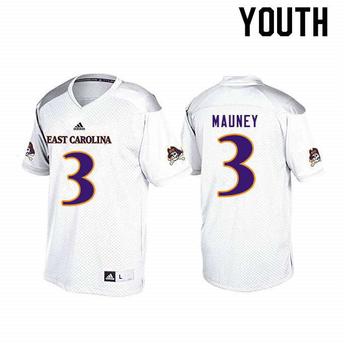 Youth #3 Demetrius Mauney ECU Pirates College Football Jerseys Sale-White